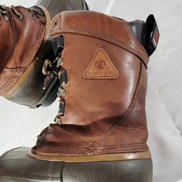 ROCKY Men's US 9 Polartec Insulated Duck Boots Leather & Rubber Muck Work Boots - Picture 8 of 11